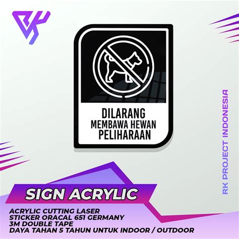 Jual Dilarang Membawa Hewan Papan Informasi Sign Board Akrilik Shopee