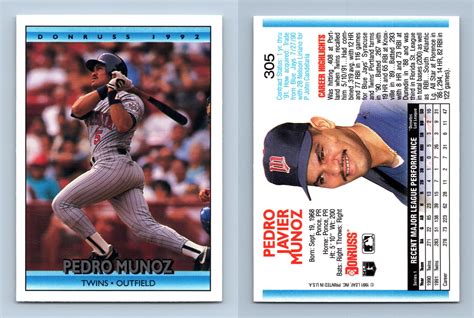 Pedro Munoz Twins Donruss Baseball Trading Card