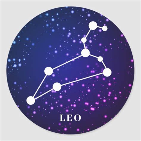 Leo Zodiac Constellation Design Classic Round Sticker Zazzle Zodiac Nail Designs