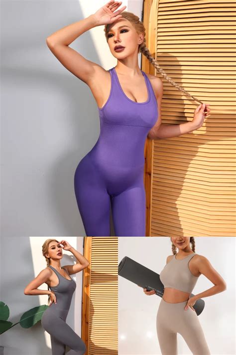 Jumpsuit Yoga Fitness Workout Flare Ribbed One Piece Long Sleeve Bell