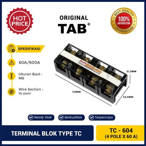 Jual Terminal Blok Kabel Pole X A Terminal Block Tc Tab Best