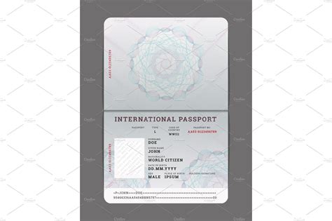 Blank Open Passport Template Custom Designed Textures ~ Creative Market