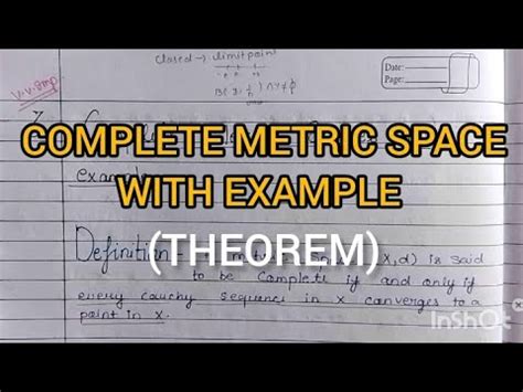 Complete Metric Space Definition And Theorem Youtube