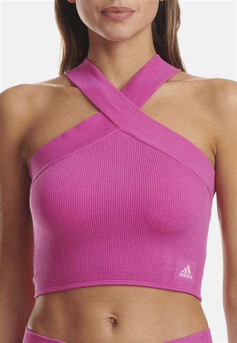 Adidas Sportswear Halter Bralette Brassière Red Berry Rouge Foncé