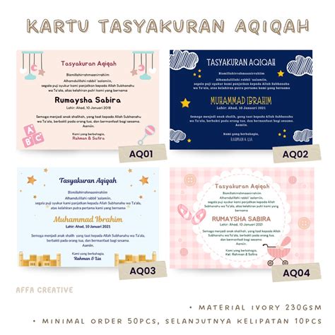 Jual Kartu Ucapan Tasyakuran Aqiqah Kelahiran Bayi 1 Shopee Indonesia