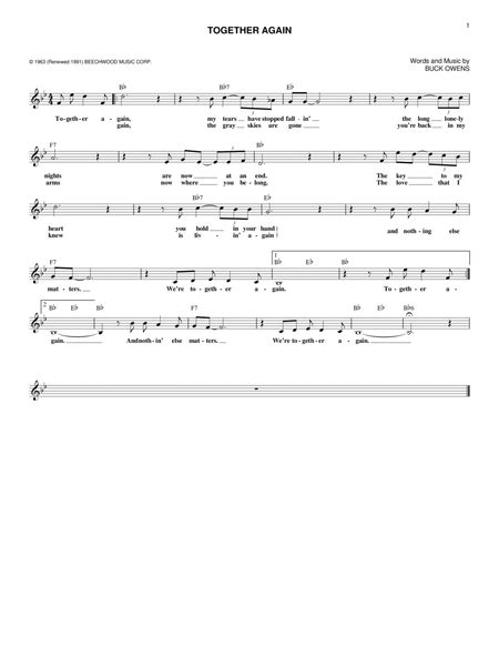 Together Again by Buck Owens - Piano - Digital Sheet Music | Sheet ...