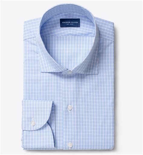 Thomas Mason 120s Light Blue Small Check Mens Dress Shirt By Proper Cloth