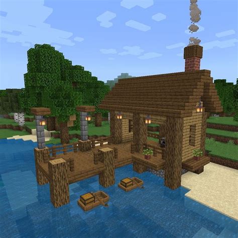 Minecraft Tutorial Como fazer uma casa de pesca Construções