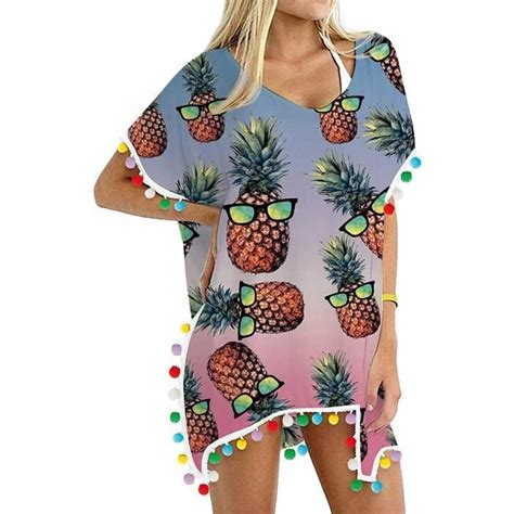 Robe De Plage Femmes Garniture Caftan En Mousseline Soie Glands