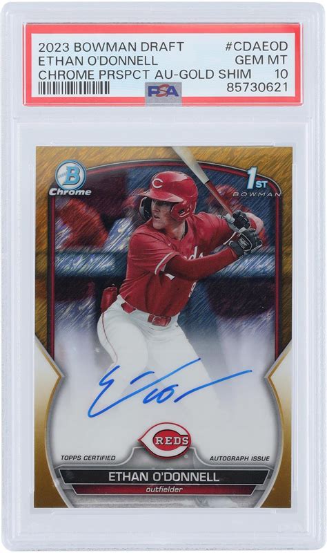 Ethan O Donnell Cincinnati Reds Autographed Bowman Draft St