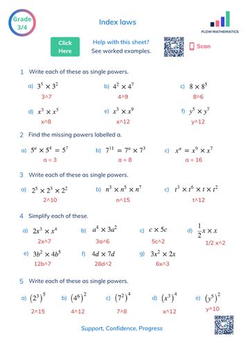 Index Laws Teaching Resources