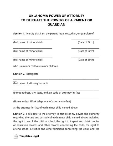 Oklahoma Power Of Attorney Templates Free Word Pdf And Odt