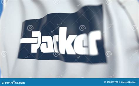 Waving Flag with Parker Hannifin Logo, Close-up. Editorial 3D Rendering Editorial Image ...