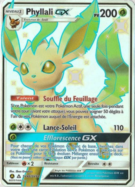 Carte Pokemon Phyllali Gx Full Art Shiny Sv Sv Destin Es Occultes