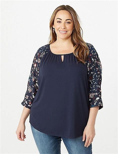 Plus Size Printed Sleeve Top Dressbarn Plus Size Tops Printed