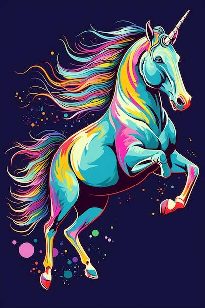 Premium AI Image A Colorful Unicorn With A Rainbow Mane And Tail