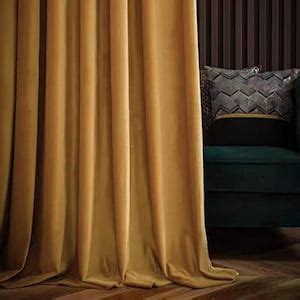 Gold Velvet Custom Curtain for Living Room,back Tab, Velvet Curtain ...