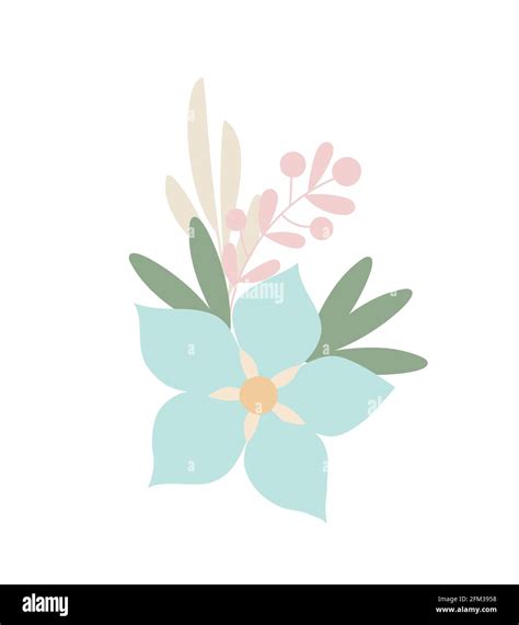 Simple Flowers Pastel Colored Floral Arrangement In Flat Style Vector