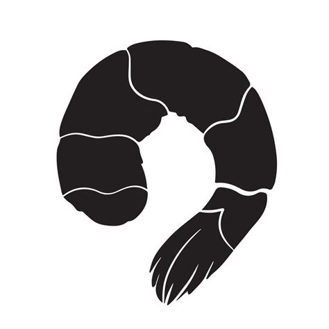 Cooked Shrimp Icon Silhouette Vector Isolated On White Background Simple Flat Art Styled Sea