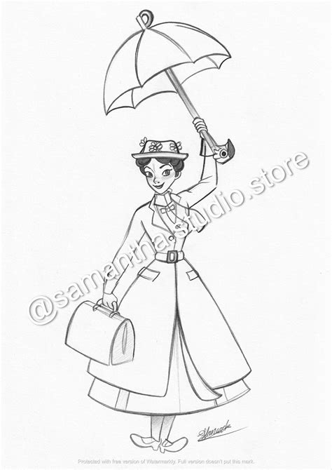 Mary Poppins PRINT of Handmade Drawing - Etsy