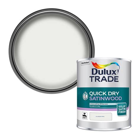 Dulux Trade Pure Brilliant White Satinwood Metal Wood Paint 1L