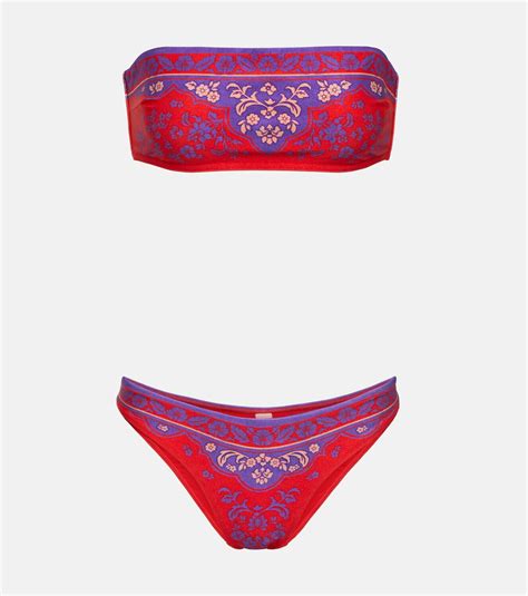 Zimmermann Raie Printed Bandeau Bikini Zimmermann