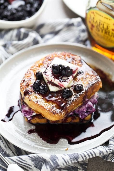 Blueberry Cream Cheese Stuffed French Toast - Cooking for Keeps