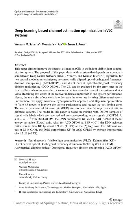 Pdf Deep Learning Based Channel Estimation Optimization In Vlc Systems