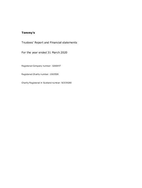 Fillable Online Trustees Annual Report And Financial Statements Mary