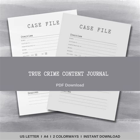 True Crime Case File I True Crime Journal I Printable Pdf Journal I