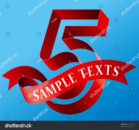 Cursive Ribbon Formed Bold Number Five Stock Vector Royalty Free 22152472