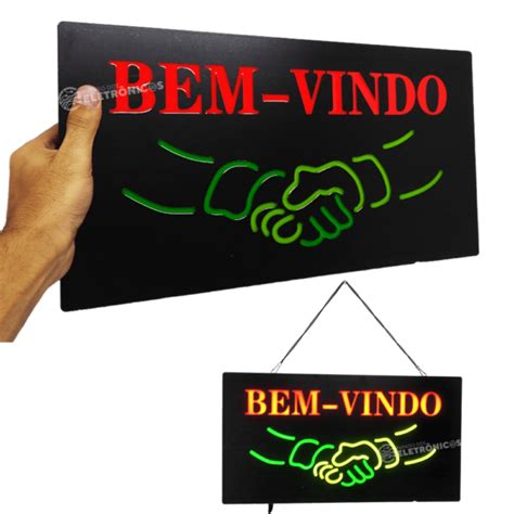 Painel Luminoso Bem Vindo Neon Placa Led Letreiro Le Paraiso