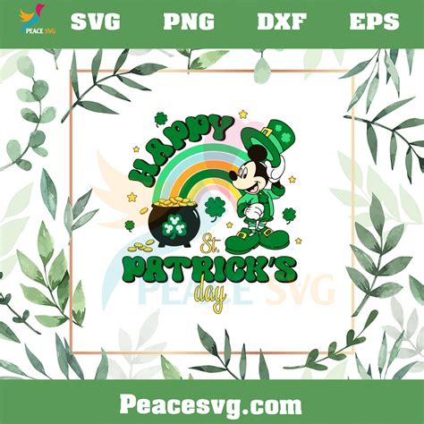 Happy St Patricks Day Mickey Mouse Pot Of Gold Svg Cutting Files Peacesvg