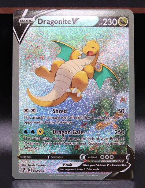 Pokemon Card Dragonite V Alternative Full Art Evolving Skies Etsy