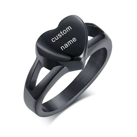 Vnox Fashion Black Cremation Ashes Memorial Urn Ring Retro Keepsake