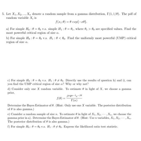 Solved Let X1x2xn Denote A Random Sample From A Gamma