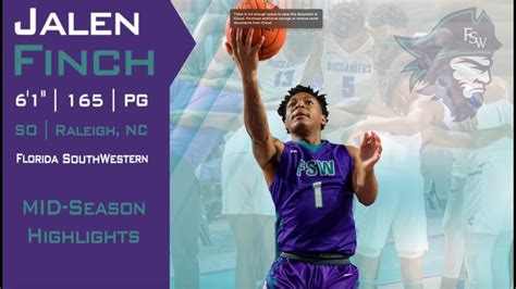 Jalen Finch Pg So Fsw Bucs Mid Season Highlights Youtube