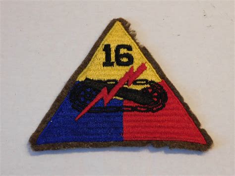 Original Ww2 16th Armored Division Patch Early Wool Background