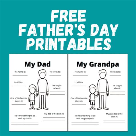 All About Dad Printable Free Fathers Day Printables For Grandpa Too