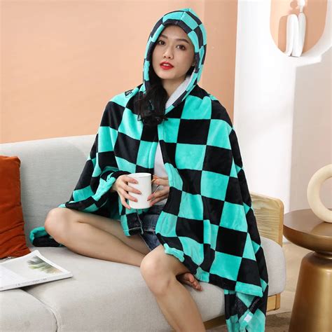 Anime Demon Slayer Hooded Cape Blanket Kawaiies