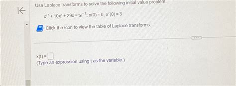 Solved Use Laplace Transforms To Solve The Following Initial Chegg