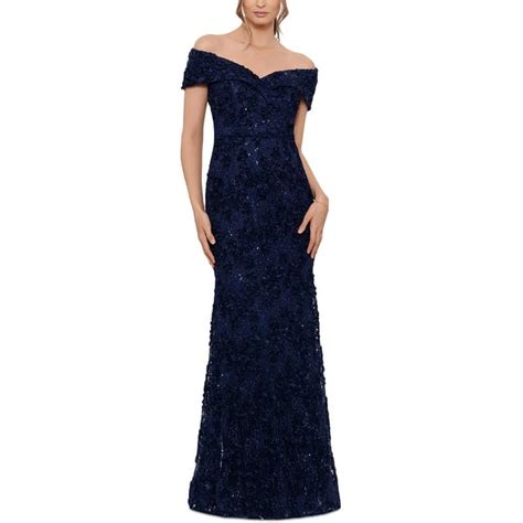 Xscape Womens Lace Sequined Evening Dress