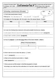 End Of Semester Test N2 Third Form ESL Worksheet By Wafouta