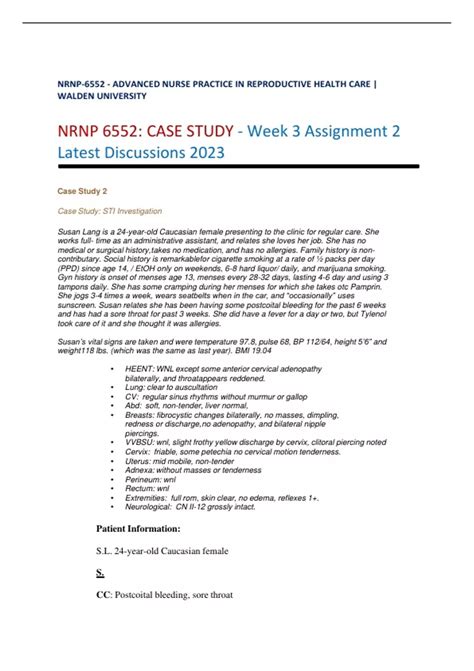 Nrnp 6552 Week 3 Case Study Assignment 2 Latest Discussions 2023