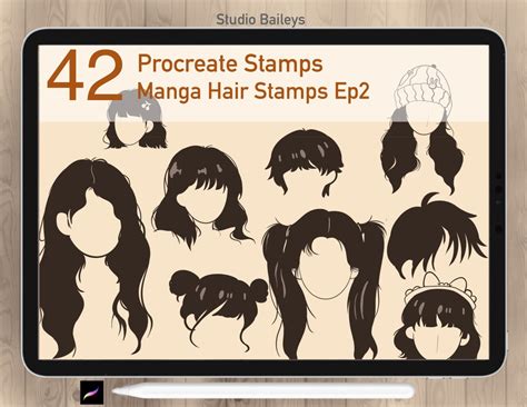 47 Procreate Manga Hairstyles Stamps Manga Hair Stamps Anime Hairstyle