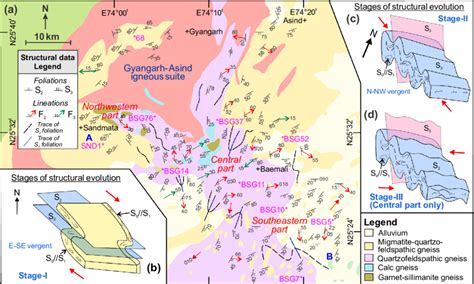 (a) A simplified geological and structural map of the study area ...