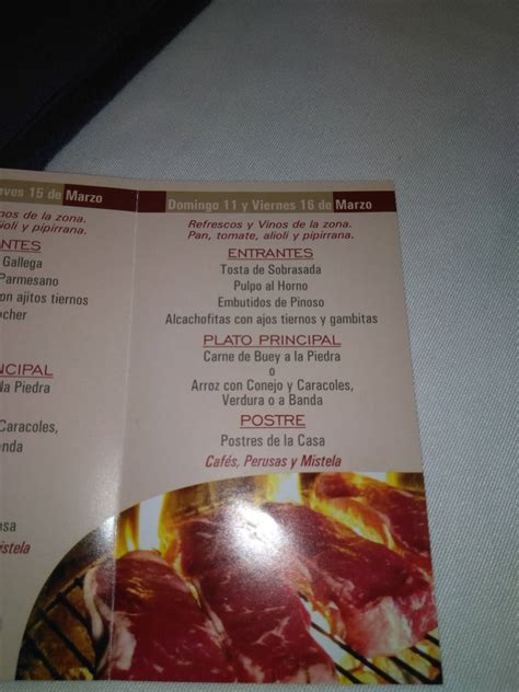 Carta de El Timón Restaurante Pinoso