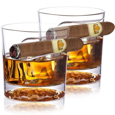 Buy Cigar Whiskey Glasses Unique Ice Ball Bottom Design Old