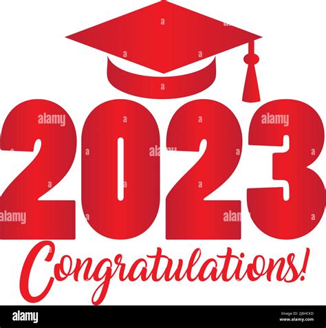 Class Of 2023 Congratulations Graphic With Graduation Cap Red Stock