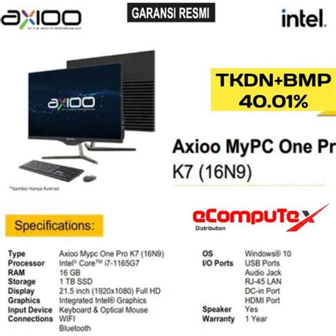 Jual Pc Aio Axioo Mypc One Pro K N Ram Gb Tb Nvme Core I